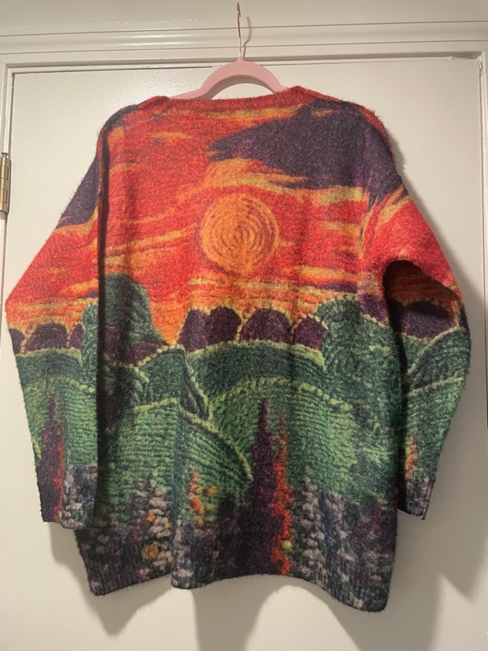 Sunset and Landscape Scene Textured Poly Soft Sweater - Picture 8 of 8